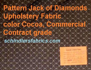 Pattern Jack of Diamonds Upholstery Fabric  color Cocoa, Commercial Contract grade, textured small geometric diamond pattern with dot accents