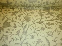 Jacobean Crewel Hand Embroidered Floral Vine in color sage green