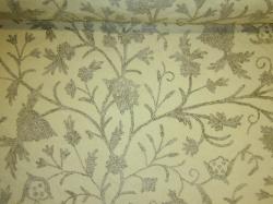 premium high end traditional Jacobean crewel wool embroidery on cotton ground made in India \