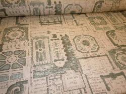 Angled image of Script Design Fabric Jardin Horizon Home Decor Fabric