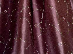 Kala Aubergine from World Wide Fabrics  Silk Dupioni with floral embroidery