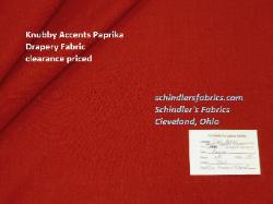 New in Stock, Pattern Knubby Accents Paprika Drapery Fabric, only $7.50 a yard