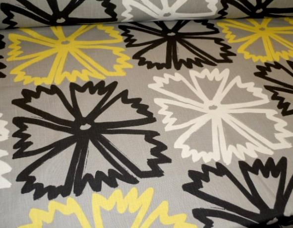 Angled image of Mod Vintage Pattern Layla Color Dusk Decor Fabric Retro funky floral print pattern
