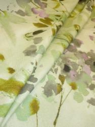 medium weight multiuse home decorating fabric, Pink and Lavender with greens on cream floral in watercolor style