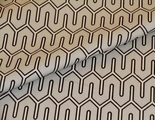 Closeup folded image of modern Geometric design up the roll, Pattern Maze Work Color Dove