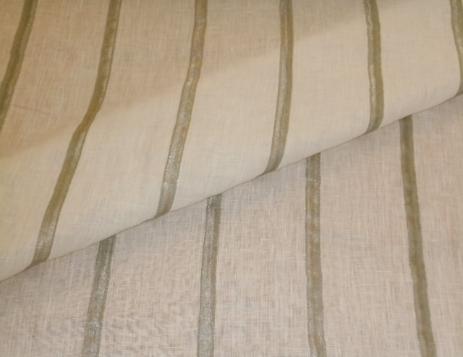 Closeup folded image of Metallic Stripe SemiSheer drapery fabric P Kaufmann Fabrics clearance, color Silver