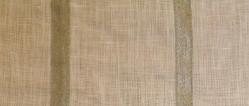 Swatch of SemiSheer Metallic Stripe Color Silver linen drapery fabric on Clearance