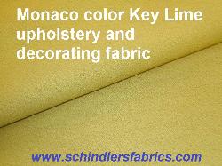 Click for video and image page of Pattern Monaco color Key Lime solid plain, slightly textured, upholstery and decorating fabric