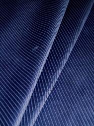 Draped curtain image of Navy Blue Small Wale Pincord Home Decor Velvet Corduroy Fabric