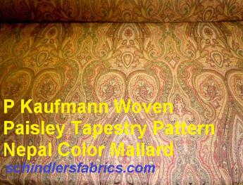 P Kaufmann Woven Paisley Tapestry Pattern Nepal Color Mallard