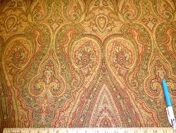 Sample of paisley damask on P Kaufmann's woven jacquard Pattern Nepal, Color Mallard