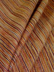 Orange, tan, rust, purple, on natural modern Stripe Fabric
