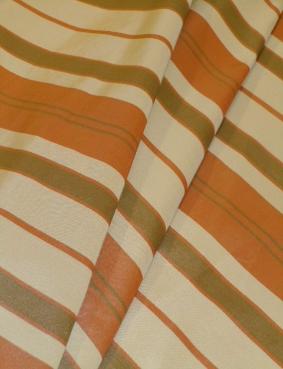 Draped curtain image of upholstery fabric Striped Canvas in Orange Sherbert