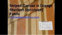 Click for video and image page of Striped Canvas in Orange Sherbert Upholstery Fabric from our Erie Islands Design with the basics collection discounted to design cheap