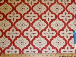 Sample of trellis screen print on P Kaufmann's Pattern Outdoor Conservatory, Color Berry