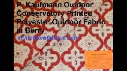 Click for video and image page of floral trellis screen print P Kaufmann Textiles Pattern Outdoor Conservatory Color Berry