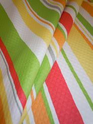 Outdoor Fabric Baha Stripe Color Poppy a Sun Weather Fabric from Robert Allen, diamond matelasse texture, premium, high performance, high end, perfect for the patio