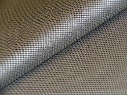 ultraviolet light resistent outdoor upholstery fabric with a highly textured feel and a metallic mesh look