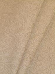 Draped curtain image of Closeout Paisley color Cream Decorator fabric textured tone on tone design color Cream, from P Kaufmann Fabrics Warehouse Clearance