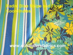 Schindler's Fabrics Padre Blue Stripe and Floral Coordinates image