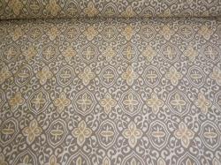 Alahambra color Taupe by Laura & Kiran Fabric Hand printed geometric floral design for decorating