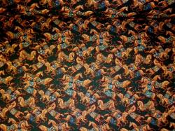 Pattern Calypso Ponies Tapestry Fabric in color Hunter Green and Burgundy 