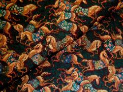 Calypso Ponies Tapestry Fabric color Hunter Green and Burgundy