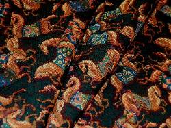Calypso Ponies Tapestry Fabric color Hunter Green and Burgundy