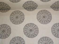 Chakra color Smoke by Laura & Kiran Fabrics Hand printed large geometric medallion design