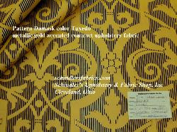 Damask pattern metallic gold accented contract upholstery fabric