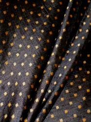 Pattern Dubai 201 Decorator Fabric in color Iron with gold and brown accents