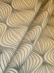 Drape of Pattern Kinetic Geometric Decorator Fabric in color Gray from our American Silk Mills warehouse clearance buyout
