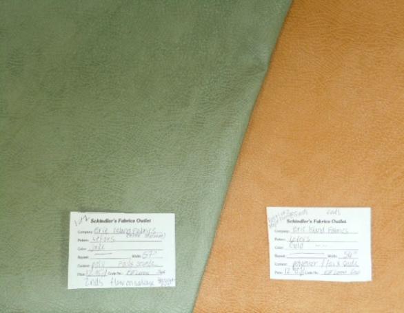 Schindler's Upholstery and Fabric Shop tags for Pattern Lefors Faux Suede Colors Jade and Gold