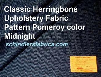 Classic Herringbone Upholstery Fabric Pattern Pomeroy color Midnight, traditional design that exudes class, Commercial Contract grade
