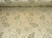 Vogue Mint Upholstery Fabric Closeout Polyester classic woven floral pattern on cutting table