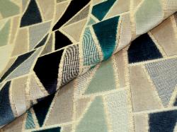 cut velvet accented Hamilton Fabric Pattern Zander color Blue Jay