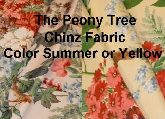 Peony Tree English Chinz Fabric Color Summer or Yellow Floral Chinz
