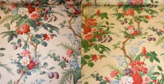 The Peony Tree Chintz Fabric Color Summer or Yellow, from our Bailey and Griffin special buy page, beautiful traditional discounted English made chinz