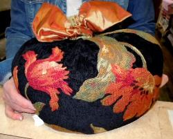 Inventive Customer's Halloween Pumpkin craft project in Cleoprata in Black Chenille Floral Upholstery Fabric