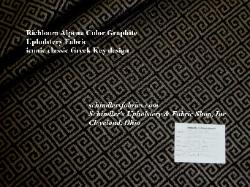 Richloom Alpena Color Graphite classic Greek Key upholstery fabric dark gray black