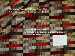 Richloom Ribicom Nickel chenille upholstery fabric contemporary geometric red gold gray