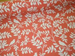 discount designer home decor fabric, contemporary floral screen print design with branches and birds
