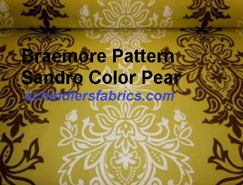 Braemore Pattern Sandro Color Pear, large scale Baroque Damask design decorator fabric, color group yellows, greens, browns