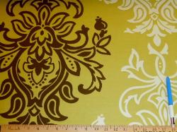 Sample of Baroque Damask design decorator fabric, Braemore Pattern Sandro Color Pear