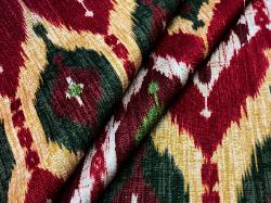 colorful ikat design slubby weave upholstery and home decor fabric