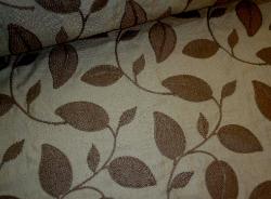 Embroidered leaf drapery, window treatment, fabric