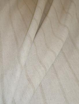 Draped curtain image of Softline Sandridge in color 1 Natural Linen Stripe Drapery and Curtain Fabric by the yard