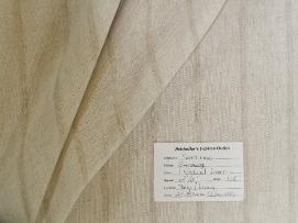 Schindler's Upholstery Shop tag for Stripe Drapery and Curtain Fabric in Color 1 Natural Linen