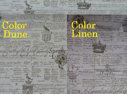 Colors Dune or Linen, Script Print Decorator Fabric, for highend premium upscale designer fashion home decor, with artistic unique handcrafted look in natural tones