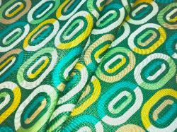 Pattern Stigma color Aqua Green and Yellow upholstery and home decor fabric